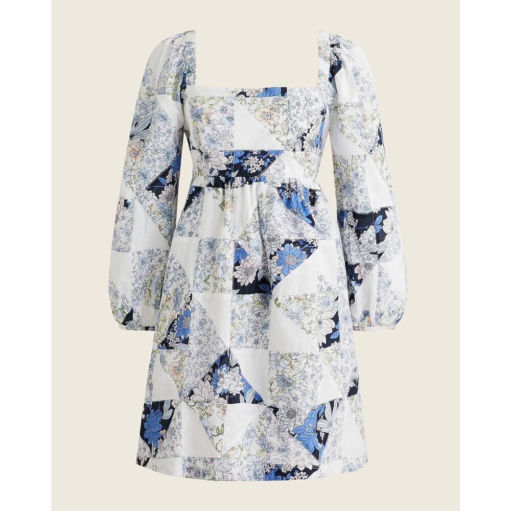 J Crew Squareneck cotton voile dress in patchwork floral size XS